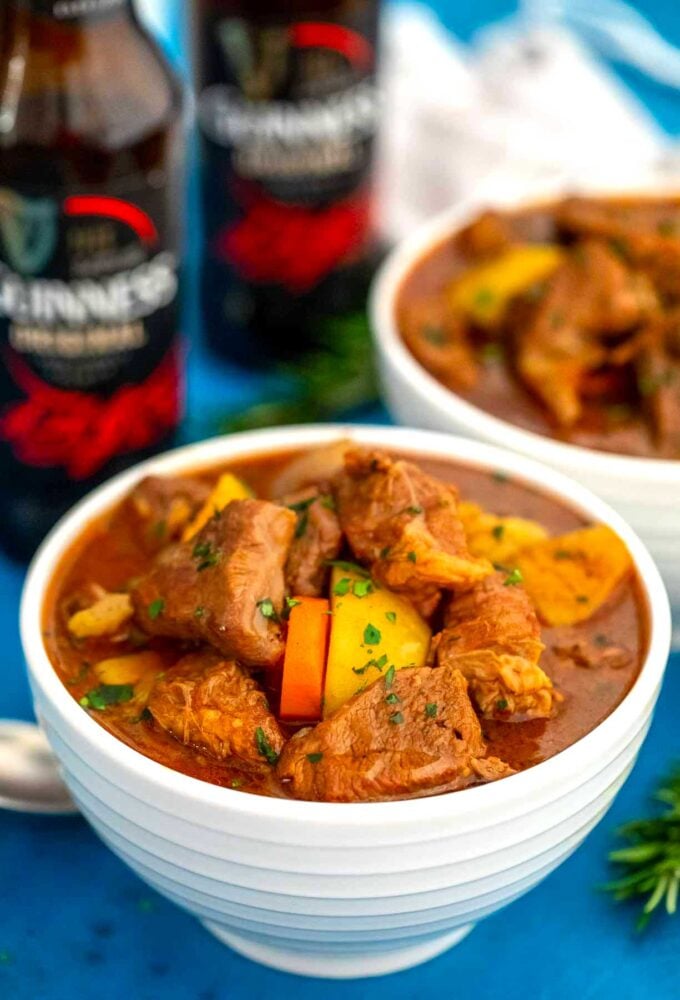 Guinness beef stew in a bowl