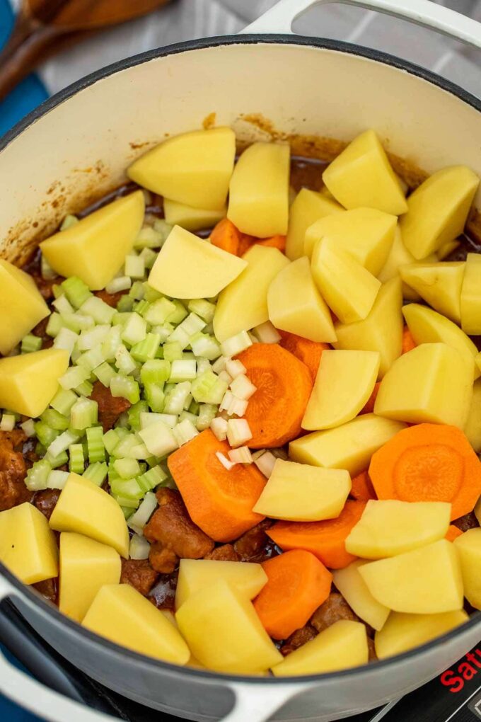 Guinness beef stew veggies