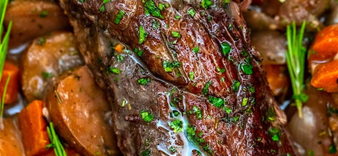 image of instant pot red wine beef roast plated