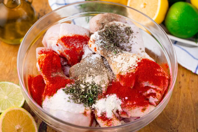 Seasoned chicken legs.