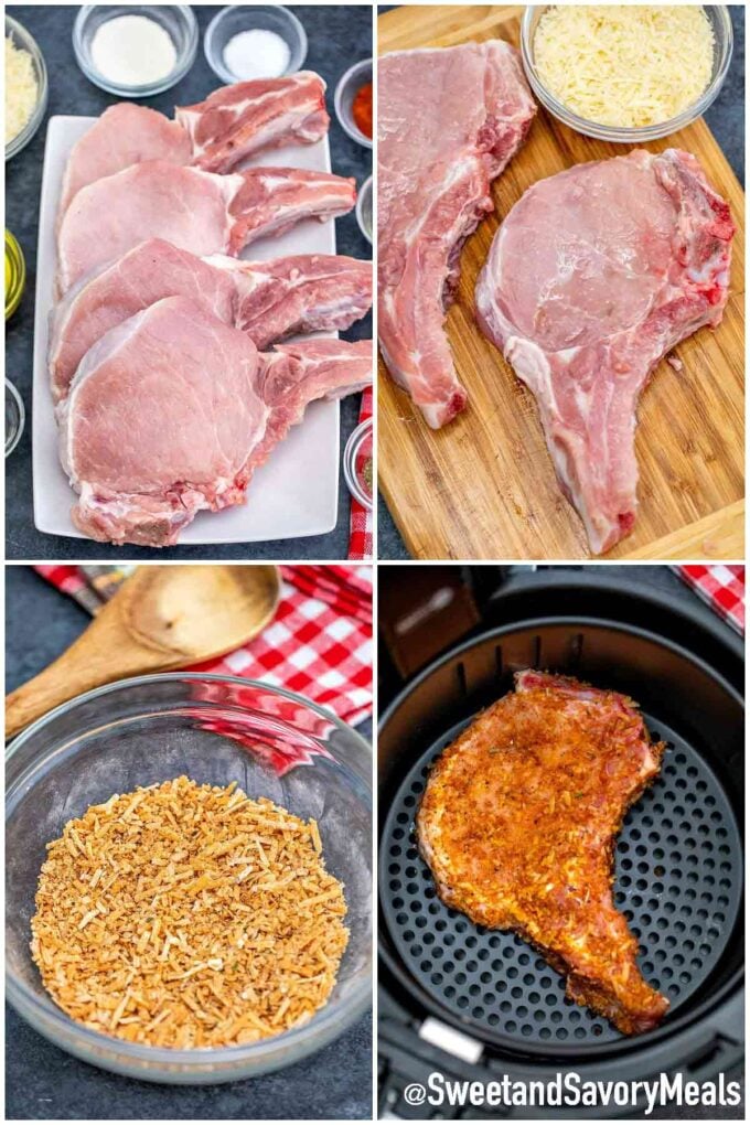 steps how to make bone in air fryer pork chops