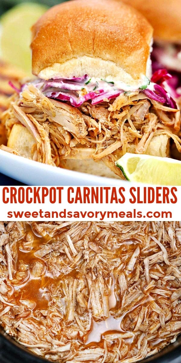 Photo of slow cooker pork carnitas sliders for facebook.