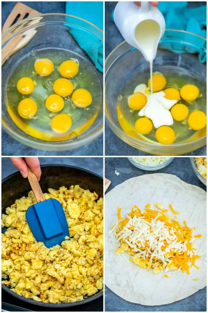 photo of scrambled eggs for breakfast burrito