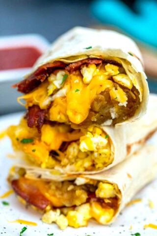 Bacon Egg and Cheese Breakfast Burrito [Video] - Sweet and Savory Meals