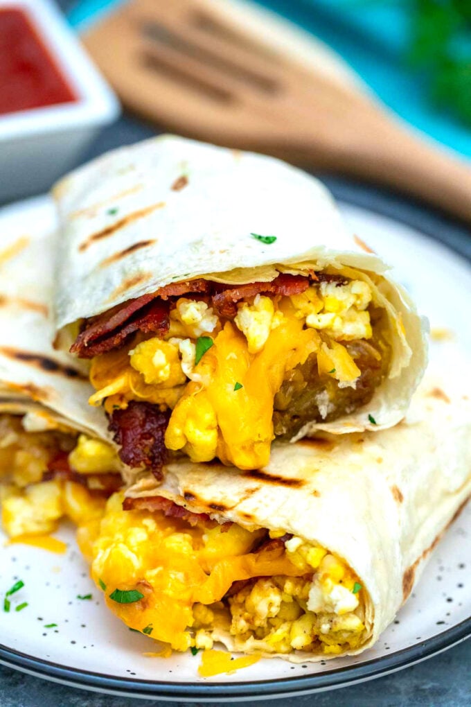 photo of homemade breakfast burrito