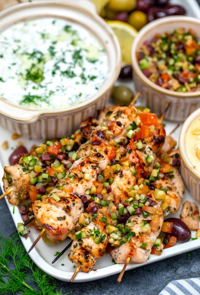 image of chicken souvlaki skewers