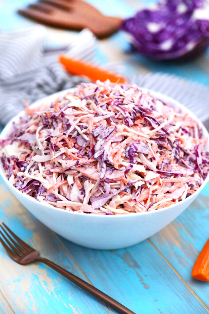 image of homemade coleslaw with mayo