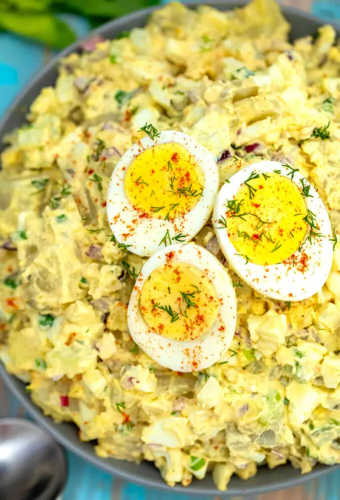 Deviled eggs potato salad