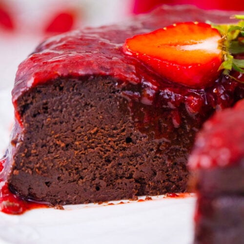 Homemade low-carb chocolate flourless cake.