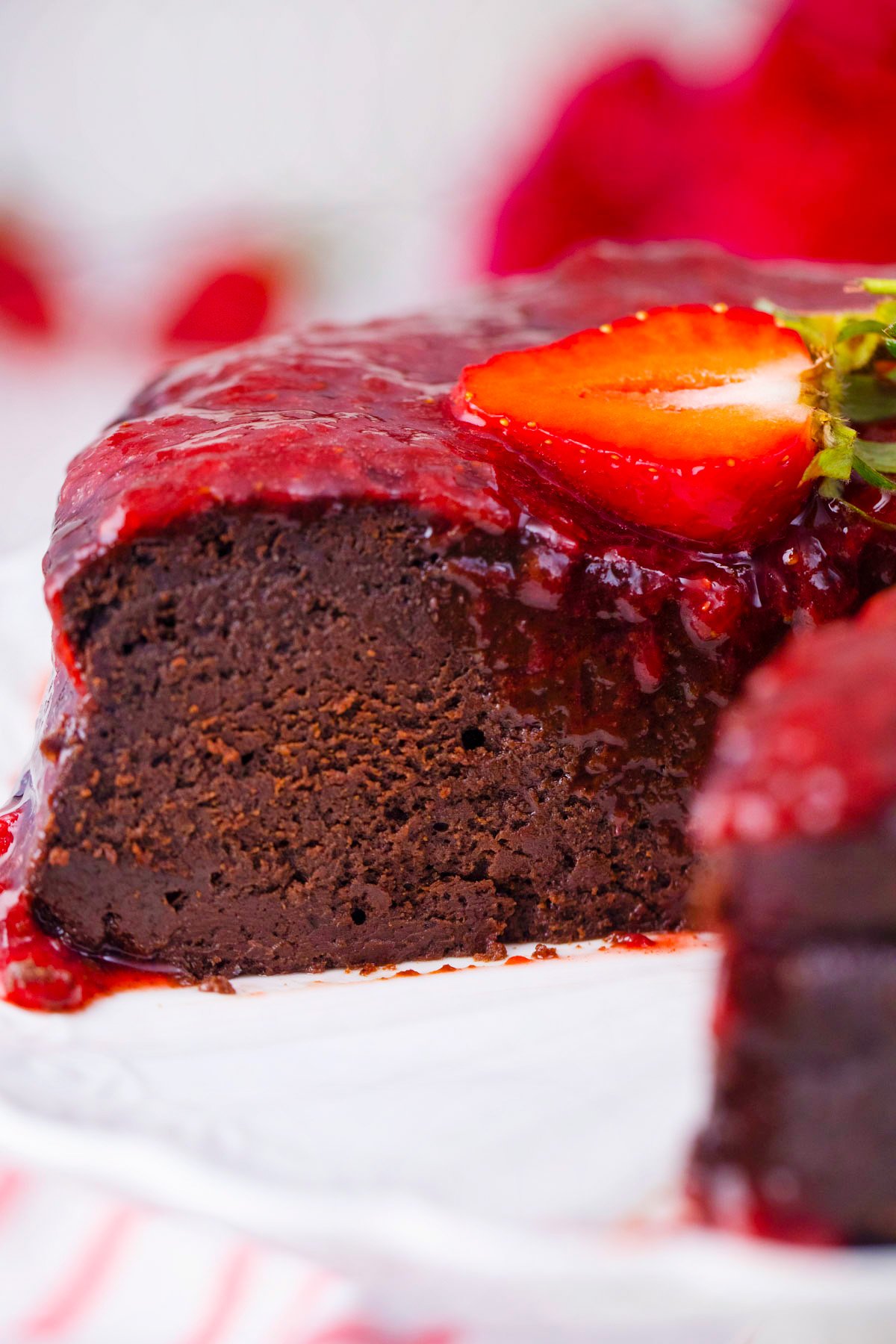 Homemade low-carb chocolate flourless cake.