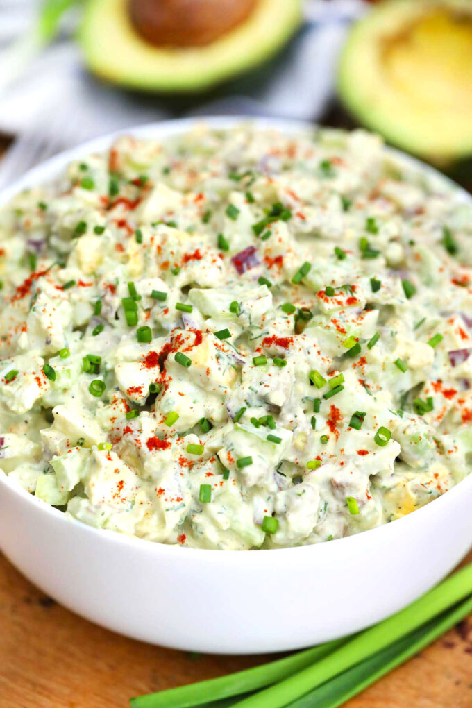 Image of homemade creamy avocado egg salad.