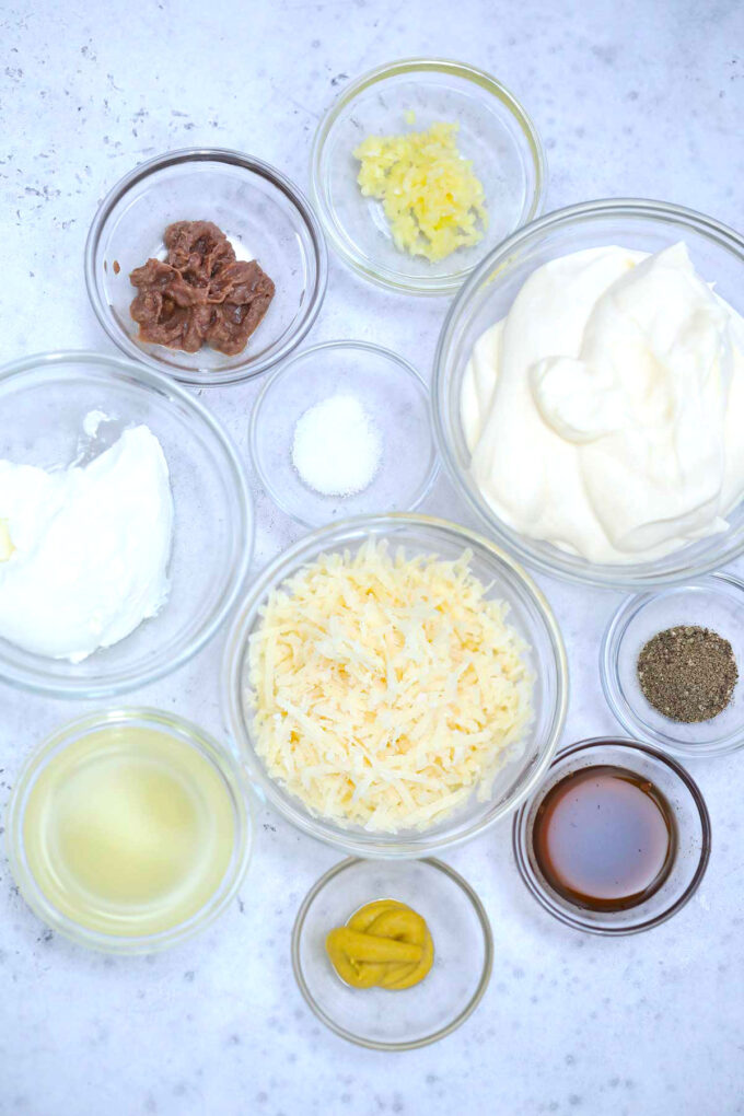 photo of ingredients for homemade caesar dressing recipe