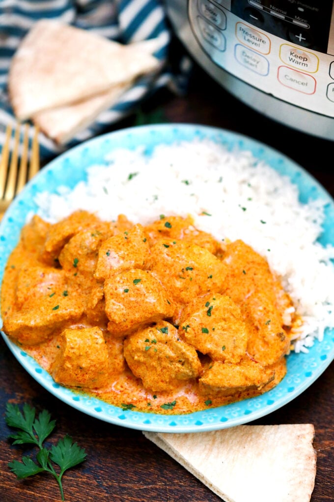 image of Indian butter chicken and rice