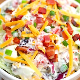 Image of seven layer salad with bacon.