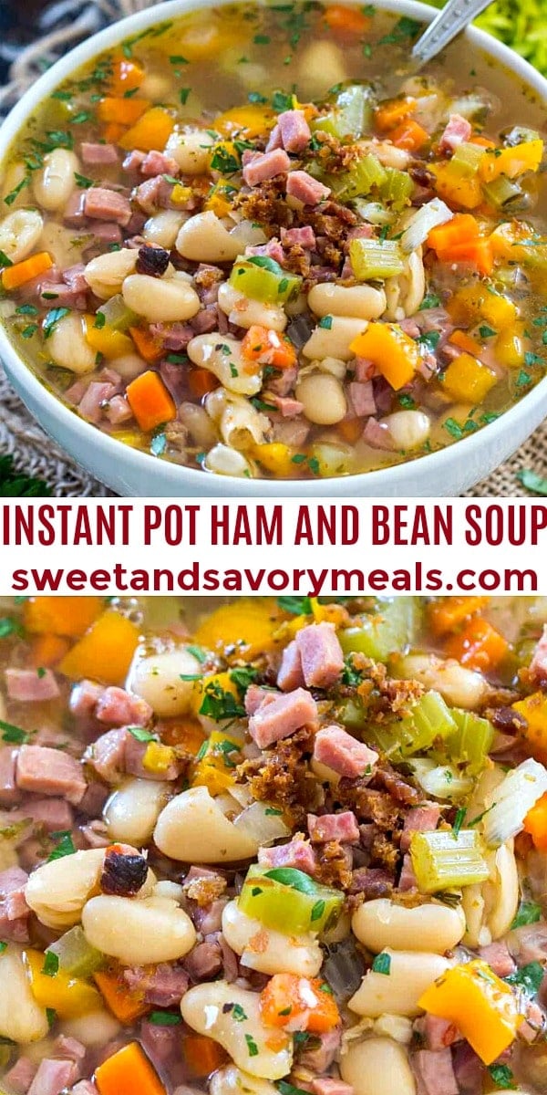 Image of instant pot ham and bean soup.