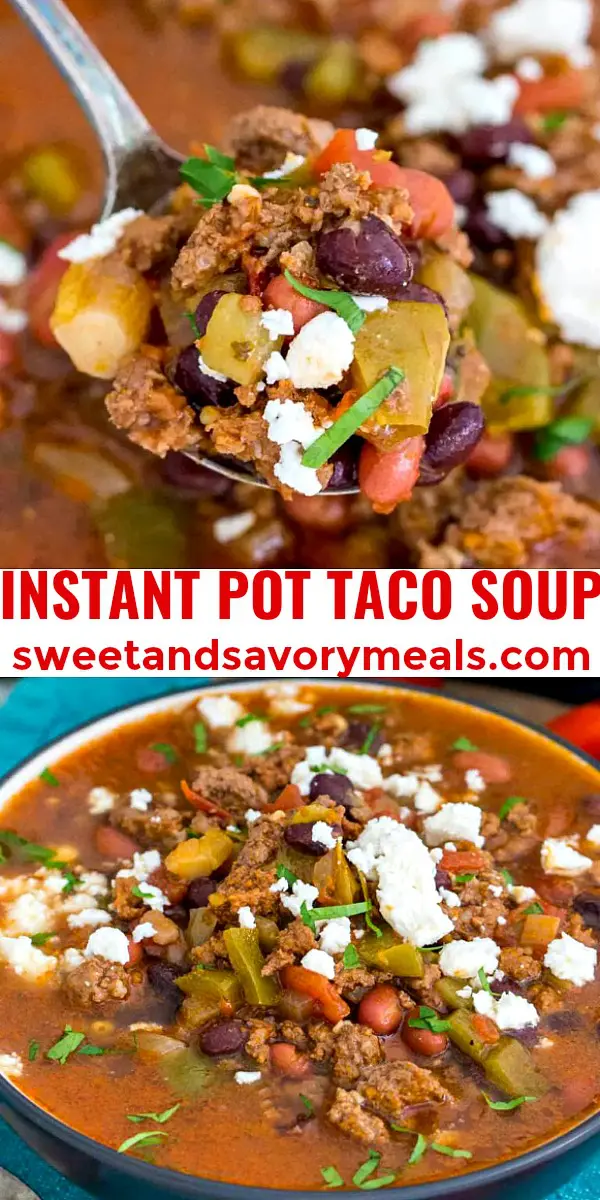photo collage of instant pot taco soup for Pinterest