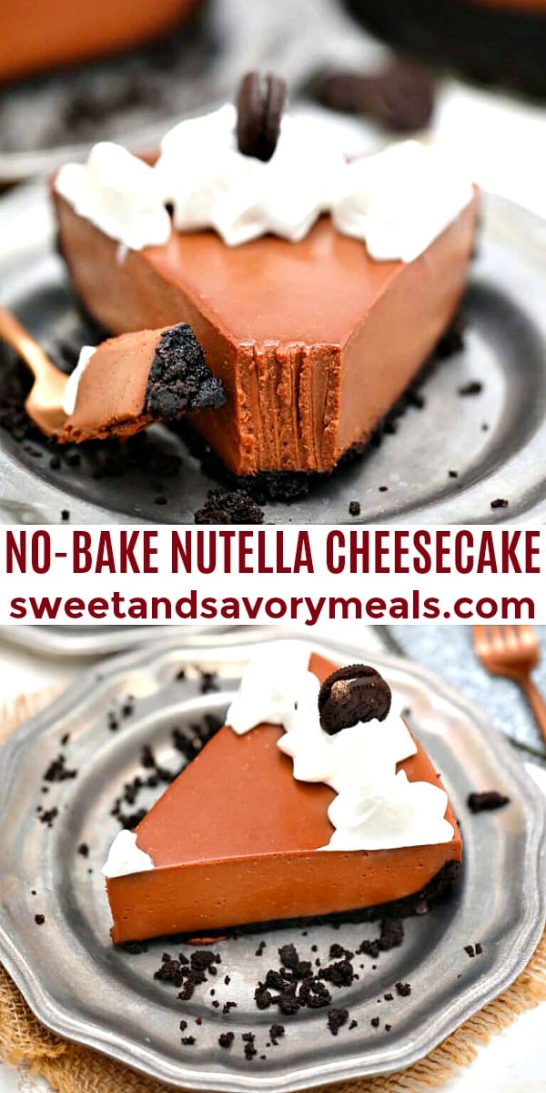 Photo of no bake Nutella cheesecake.