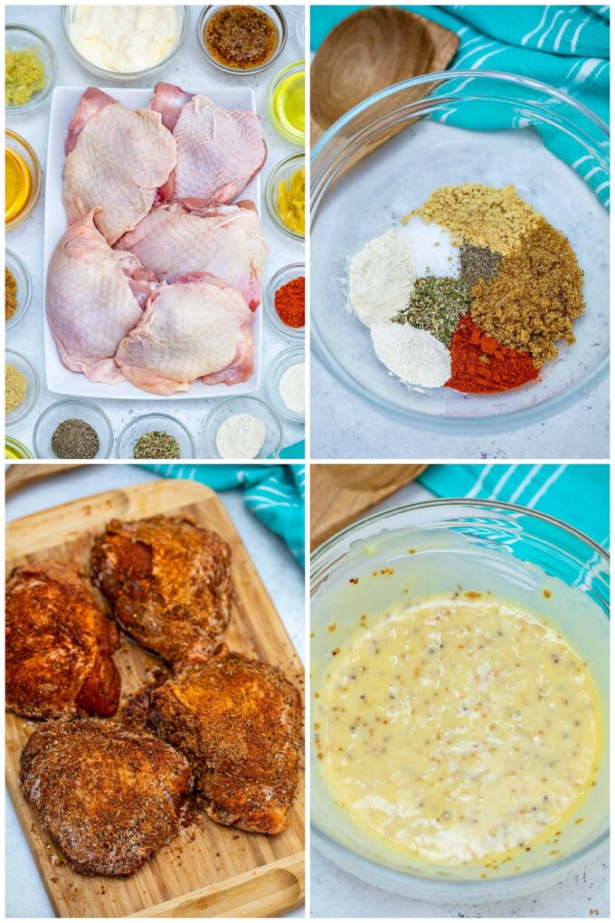 Picture of baked chicken thighs ingredients.