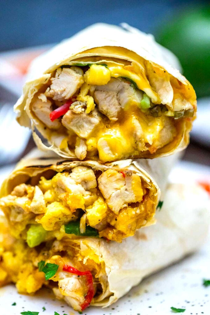 Picture of California chicken breakfast burrito.