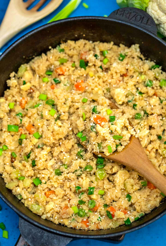 Photo of cauliflower fried rice.