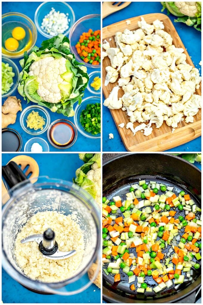 Image of cauliflower rice ingredients.