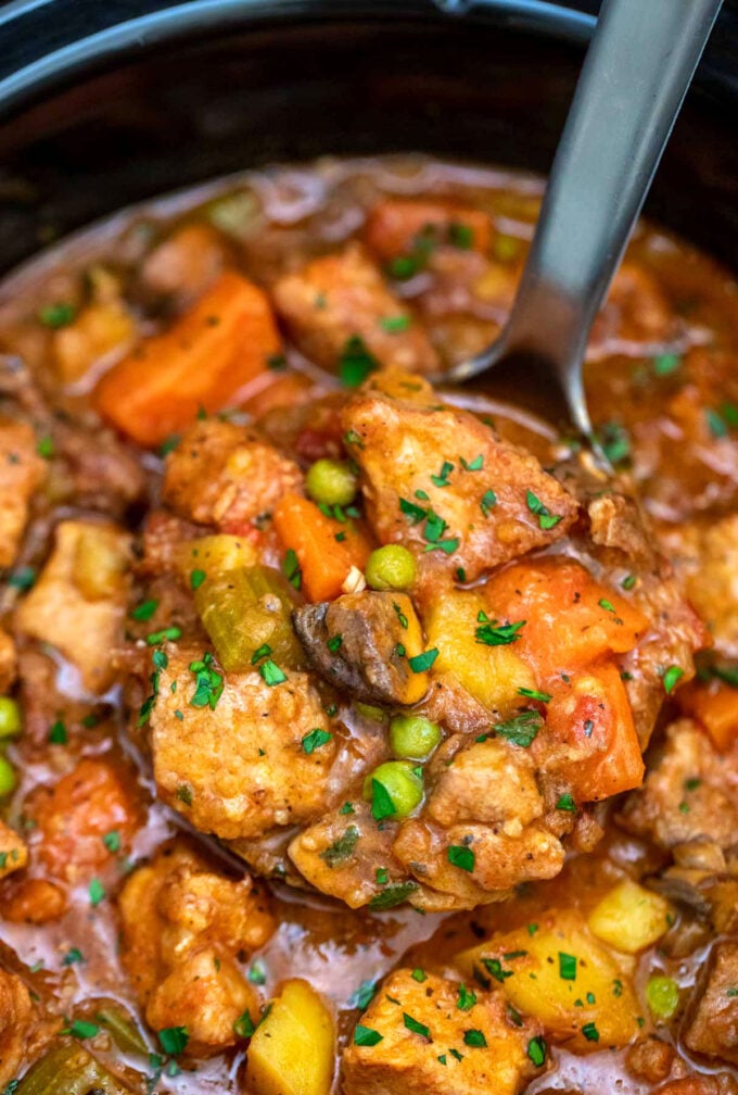 Picture of slow cooker pork stew.