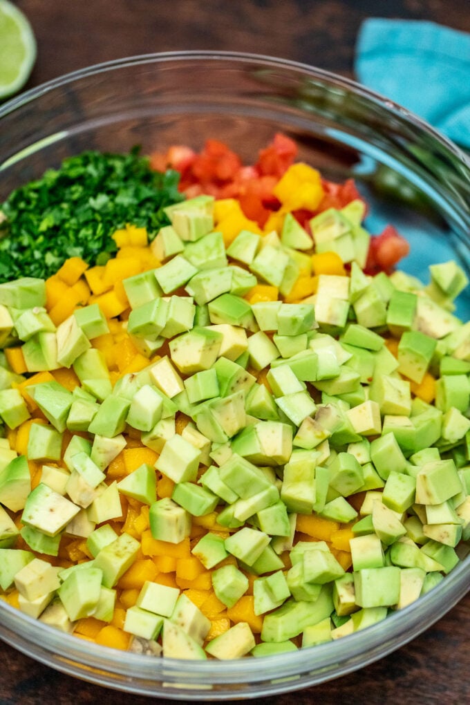 Image of shrimp ceviche ingredients.