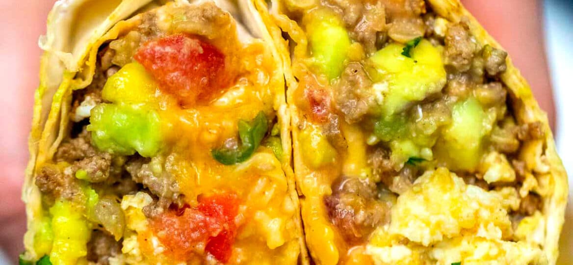 Image of Mexican taco breakfast burrito.