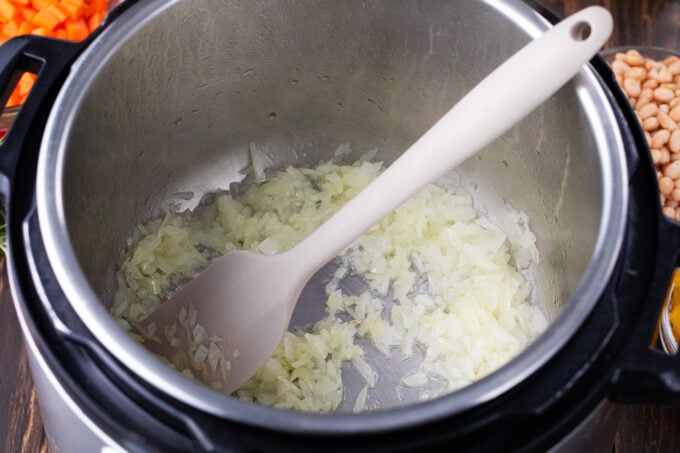 Cooking onions in the instant pot.
