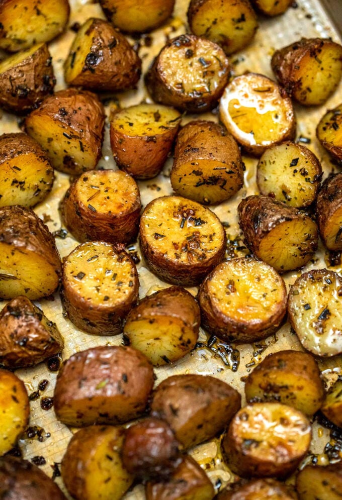 Photo of oven roasted baby red potatoes.