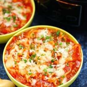 Image of two bowl of lasagna soup.