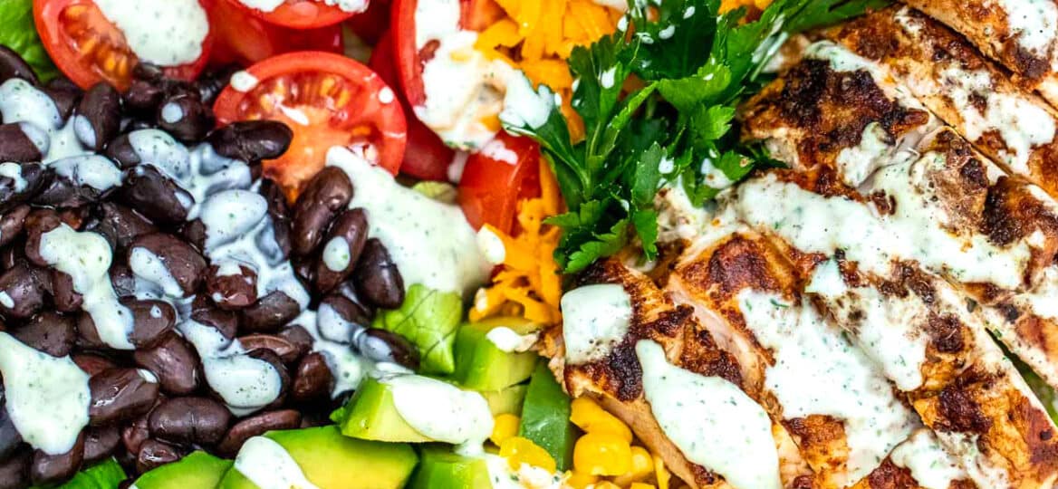Photo of southwest salad with chicken.