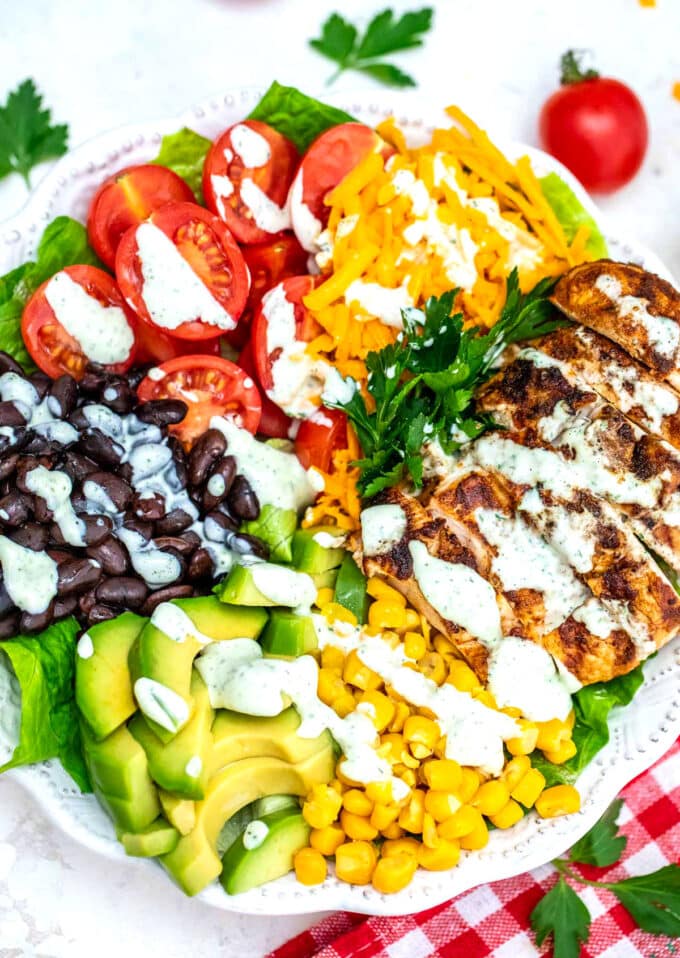 southwest salad with chicken corn and beans