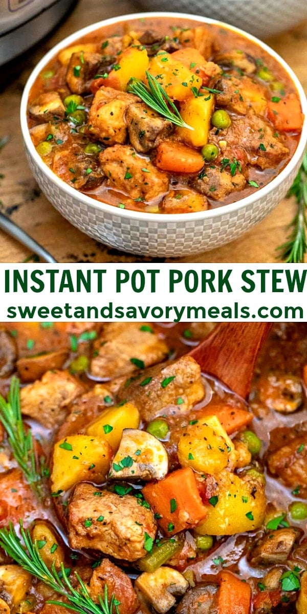 Instant Pot Pork Stew photo collage for Pinterest