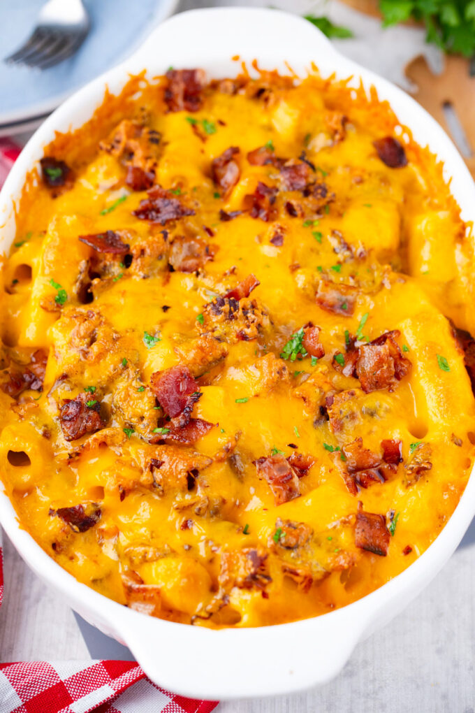 Crack chicken baked ziti casserole.