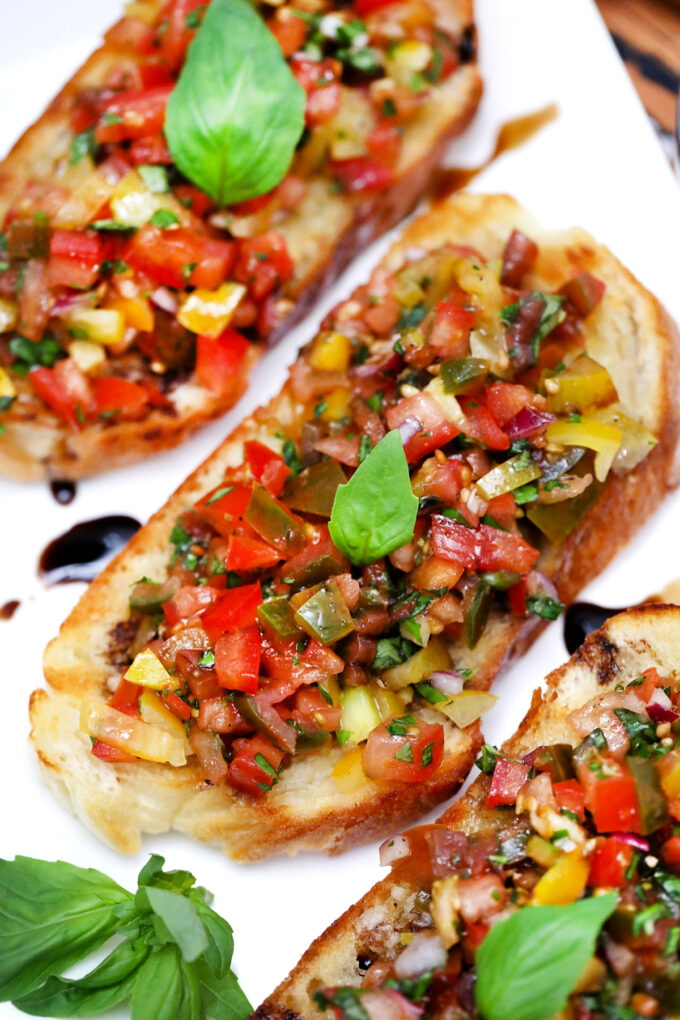 Picture of Italian tomato bruschetta on a plate.