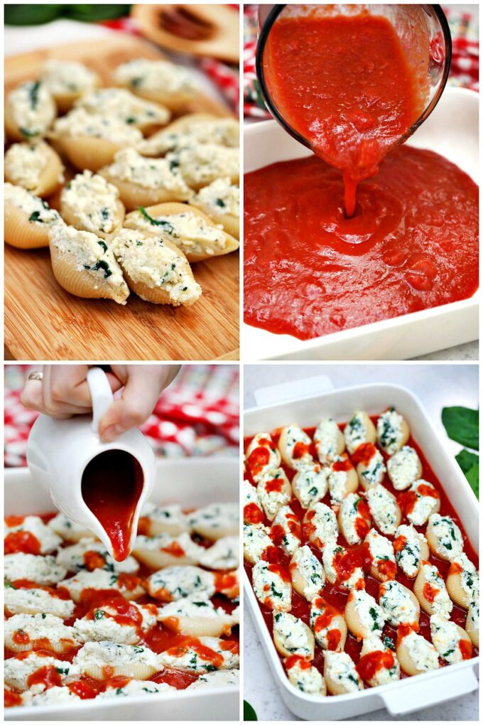 Ricotta stuffed shells recipe steps.