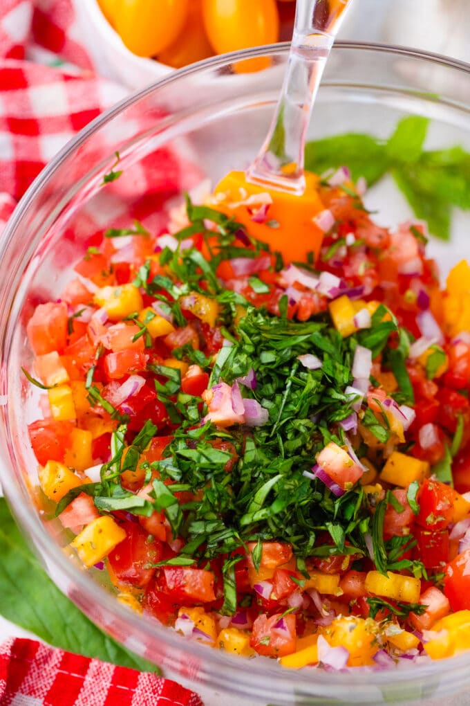 Italian tomato bruschetta topping.