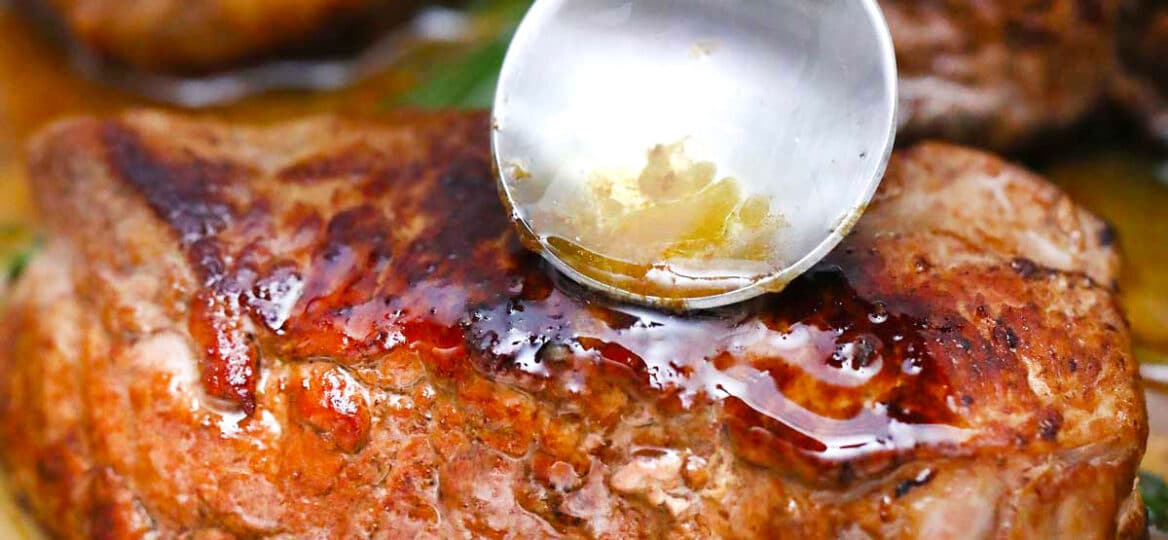 Photo of pan seared steak.