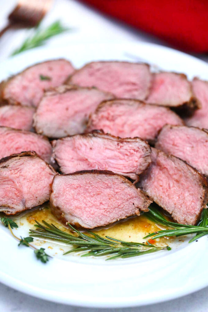 Photo of sliced pan seared steak.