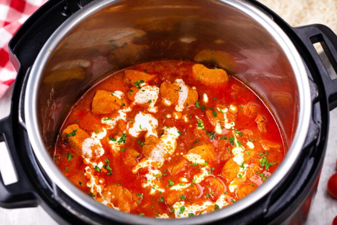 Creamy and buttery Instant Pot chicken tikka masala.