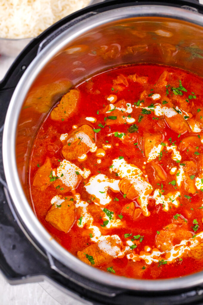 Overhead shot of Instant Pot chicken tikka masala.