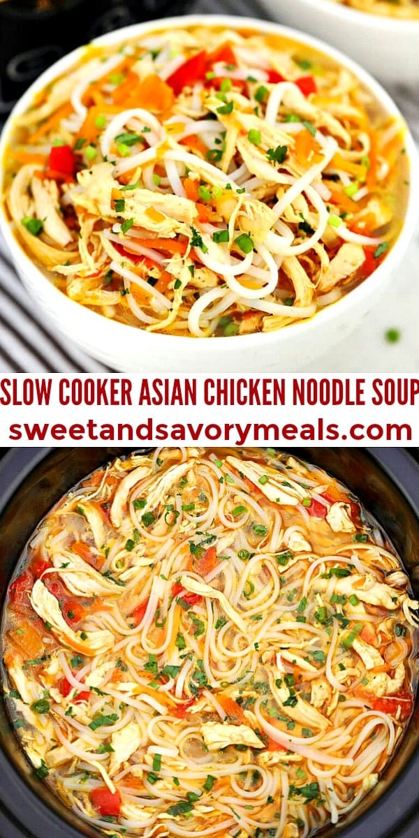 easy slow cooker asian chicken noodle soup pin