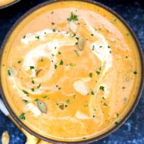 Photo of crockpot pumpkin soup recipe.