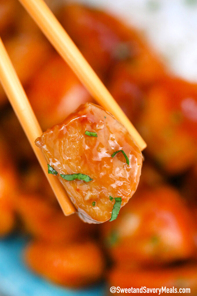 Picture of spicy crockpot bourbon chicken.