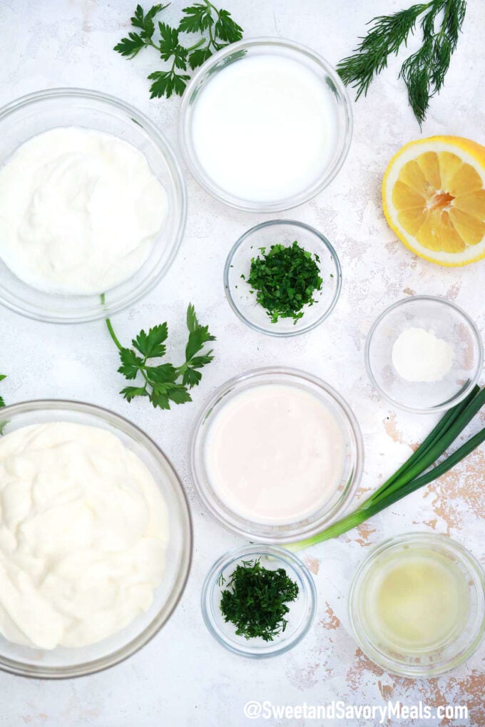 Photo of homemade ranch dressing ingredients.