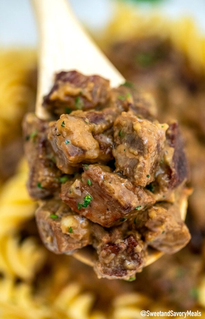 Photo of easy beef tips and gravy recipe.