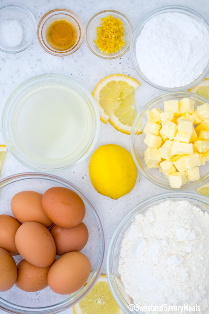 Picture of lemon bars ingredients.