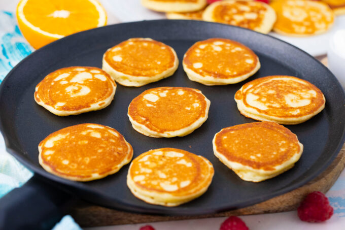 Perfectly golden silver dollars mini pancakes.