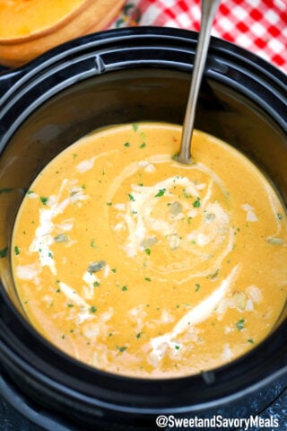 Slow Cooker Pumpkin Soup - Sweet and Savory Meals